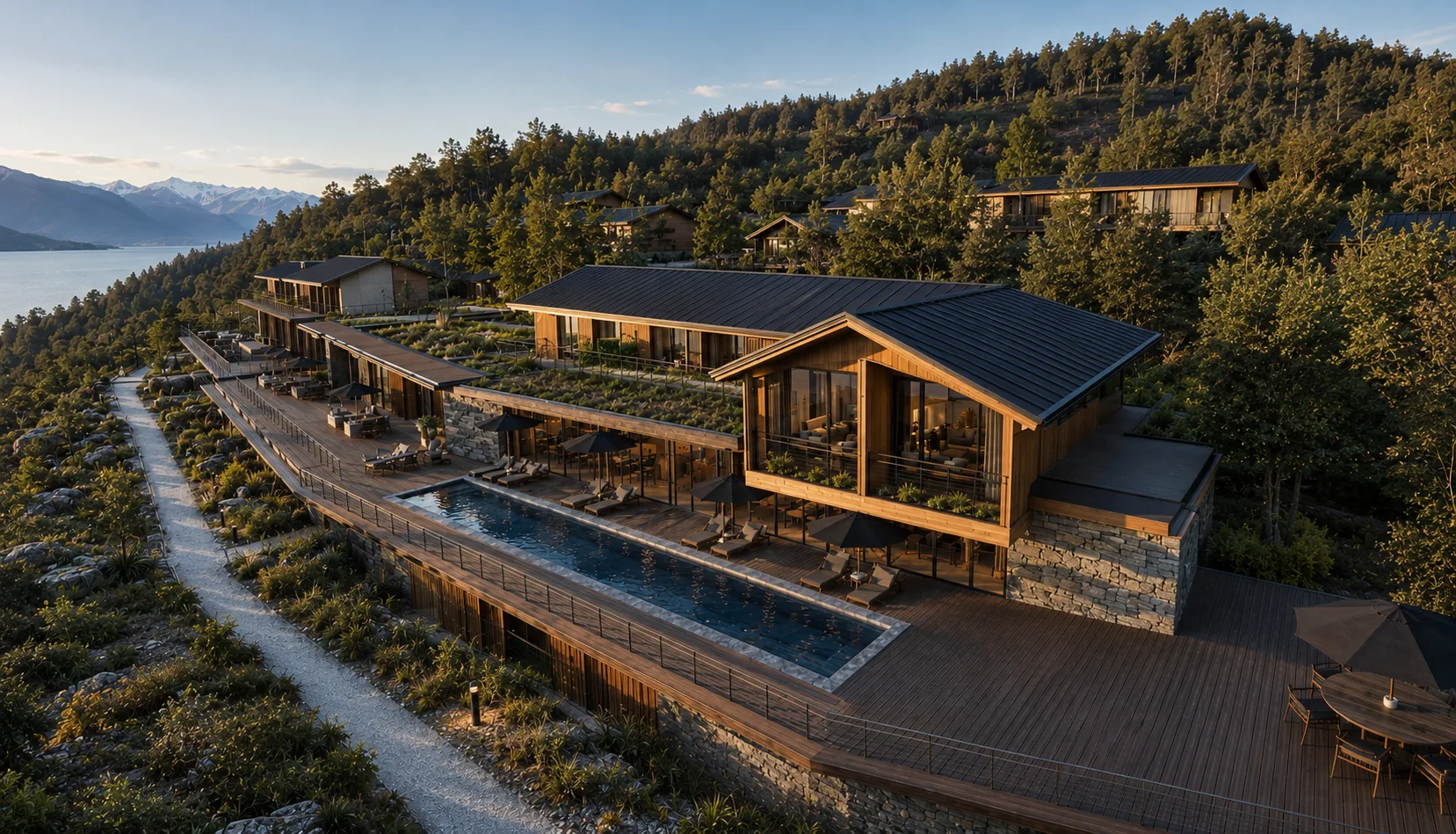 Lakeside Mountain Retreat — Hospitality Visualisation
